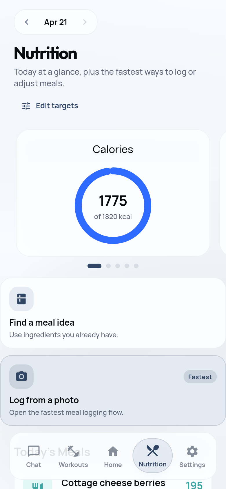 Trainee nutrition screen